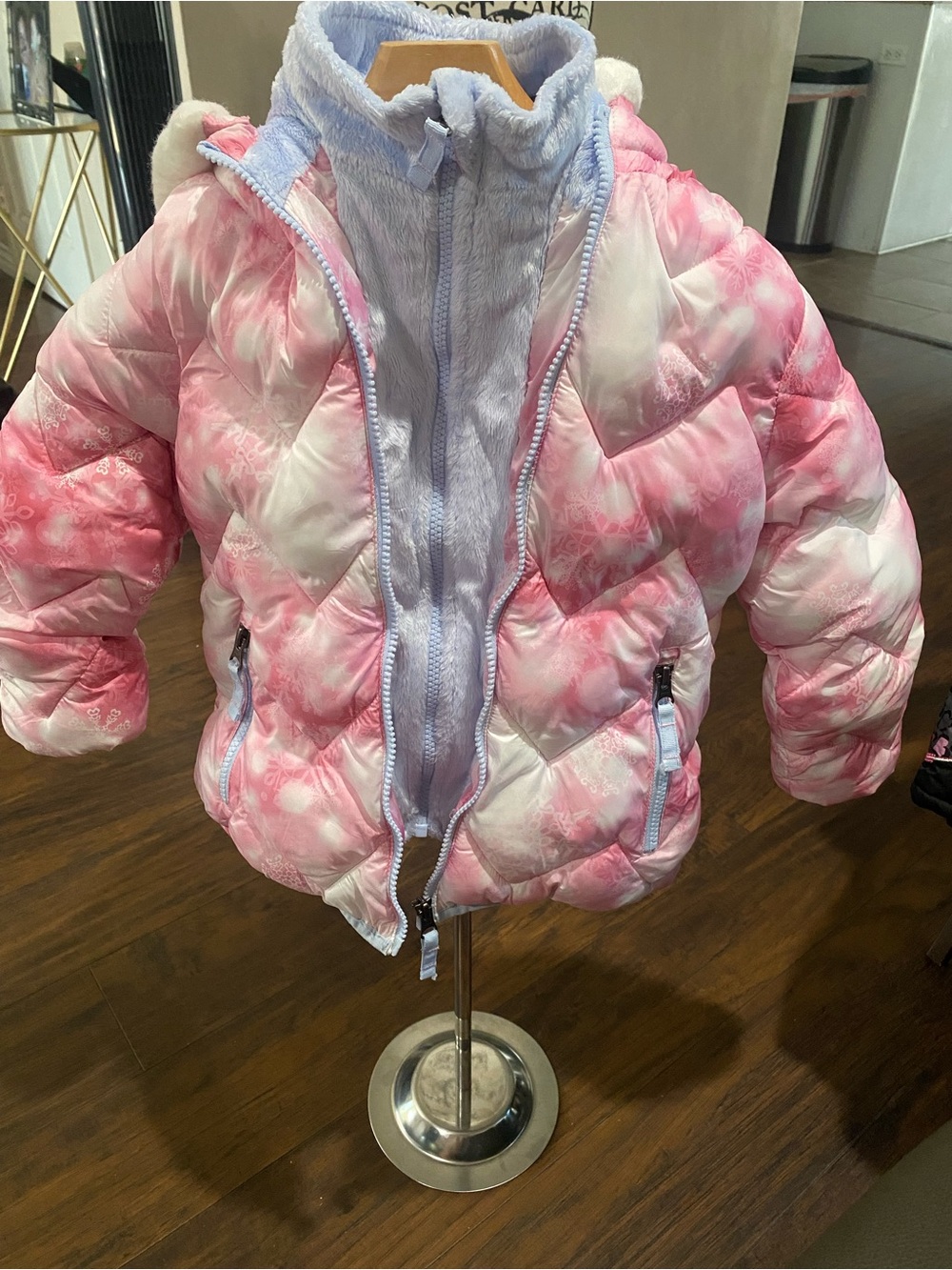 Snozu Pink and Light Purple Kids Puffer Jacket